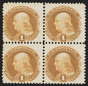 U.S. #112 MINT Block of 4 MINT OG, 1 stamp NH, rest LH