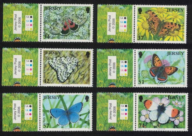 Jersey Butterflies and Moths 2nd series 6v Margins Traffic Lights SG#1279-1284