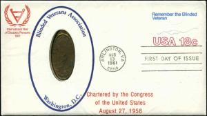 US FDC #U600 1st Blinded Veterans -3 with PNC Copper Insert Cachet Arlington, VA