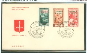 Italy/Trieste (Zone A) 178-180 1953 Trieste's Fair (set of three)on an unaddressed, cacheted first day cover.