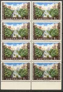 AUSTRALIA Sc#290 Block of 8 1956 1sh Melbourne Olympics OG Mint NH