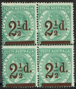 SOUTH AUSTRALIA 1891 QV 21/2D ON 4D */** BLOCK PERF 15 