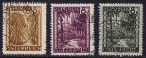 Austria - 1945,1946 - Scott #459,483,484 - used - Prater City Hall Park