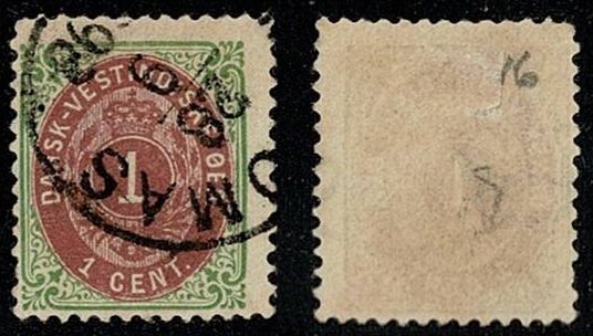Danish West Indies #5e used 1c oval