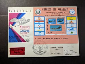 1976 Paraguay Airmail Commemorative Cover Asuncion to Frankfurt Germany