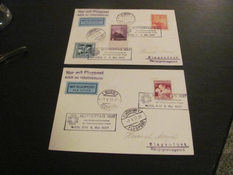 AUSTRIA 1930'S 7 AIRMAIL POST CARDS  NICE  LOT