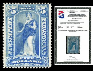 Scott PR109 1895 $5.00 Newspaper Issue Unused F-VF NG Cat $850 with PSE CERT