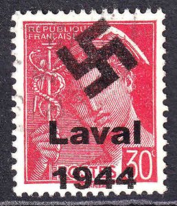 FRANCE 361 LAVAL 1944 OVERPRINT CDS VF SOUND