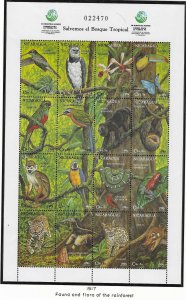 Nicaragua #1917  $1.50  Wildlife pane of 16  (MNh) $17.50