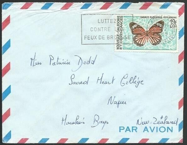 NEW CALEDONIA 1969 19f butterfly on cover to New Zealand - Noumea slogan...59113