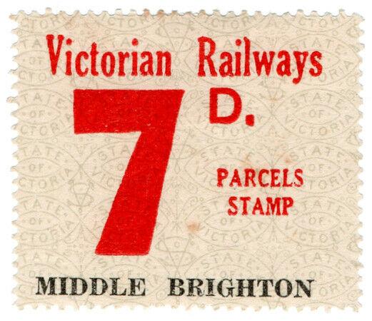 (I.B) Australia - Victoria Railways : Parcel Stamp 7d (Middle Brighton)