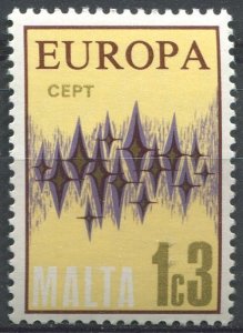 Malta Sc#450 MNH, 1c3m lem & multi, Europa (C.E.P.T.) 1972 - Stars (1972)