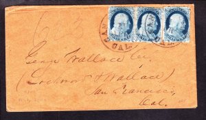 US 7, 7, 8a 1c Franklins on San Fran Cover Pos 28R2, 38R2, 48R2 VF-XF SCV $1125