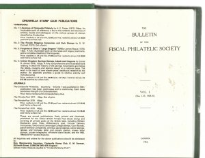 Bulletin of the Fiscal Philatelic Society  Vols. I-II (1908-1928)