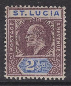 ST.LUCIA SG60 1902 2½d DULL PURPLE & ULTRAMAIRNE MTD MINT