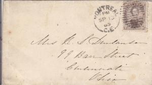 1865, Montreal, Canada to Cincinnati, OH, Solo Sc #17b  (27977)