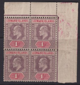 Leeward Islands Sc#21 MNH Block of 4 - tanned gum, creased