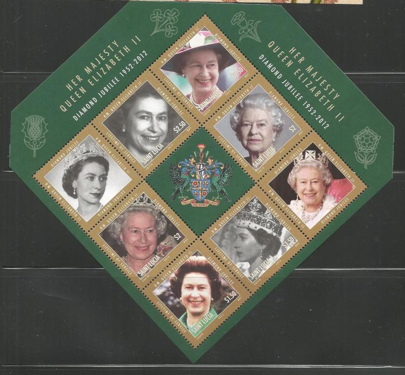 ST. LUCIA 1281a, MNH, SOUVENIR SHEET OF 6 STAMPS, QUEEN ELIZABETH II, 60TH ANNIV