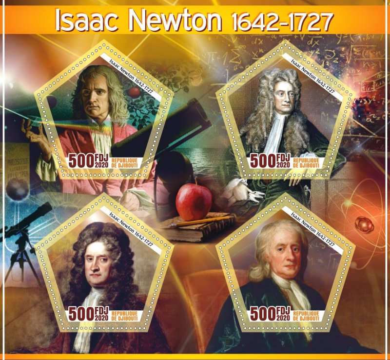 Stamps. Isaac Newton 2020 year, 1+1 sheets  perforated  NEW