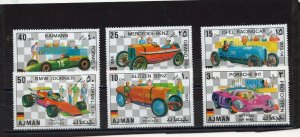 AJMAN 1971 OLD GERMAN RACING CARS SET OF 6 STAMPS PERF. MNH