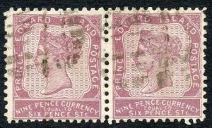 Prince Edward Island SG20 9d reddish mauve perf 11.5 x 12 PAIR Cat 200 pounds