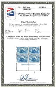 1893 USA Sc# 230 Columbian 1c- MNH Undisturbed Original Gum-Fine -PSE Cert (CL7)