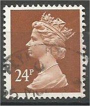 GREAT BRITAIN, Machins, 1991, used 24p brown, Scott MH126