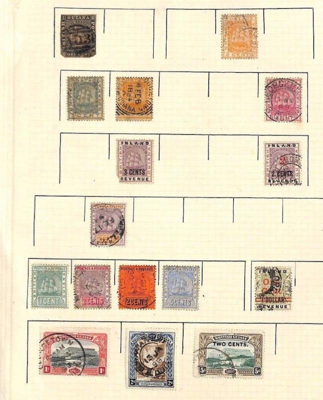 SA1020 GUIANA Inc Revenue Overprint Original Album page from old-time collection