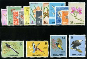 Singapore 1962 QEII Birds & Orchards set complete MLH. SG 63-77.