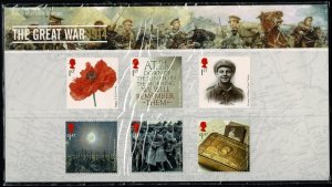 G.B.QE II 2014 CENTENARY WW1 SG3626-3631 PRESENTATION PACK P.O. No. 501 SUPERB