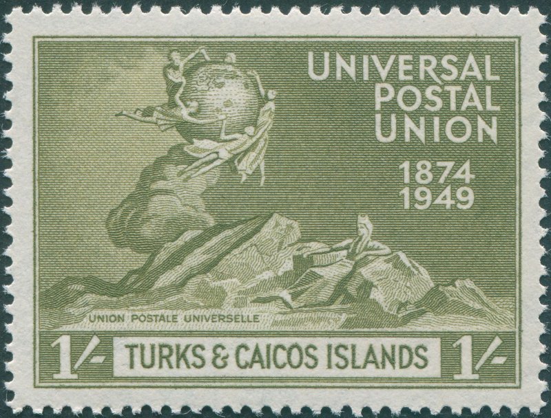 Turks & Caicos Islands 1949 1s olive UPU SG220 unused