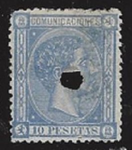 Spain - SC#  221 Punch Cancel  F  VF CV $1750 Big Value!!