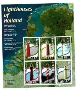 Grenada 2002 - Lighthouses Of Holland - Sheet Of 6 Stamps - Scott #3275 - MNH