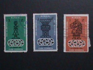 ​CUBA -1966 VERY OLD STAMPS-17TH WORLD CHESS OLYMPICS-HAVANA-USED VERY FINE