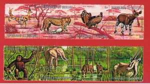 Burundi  #357-358 VF used  strips of 4 Animals   Free S/H