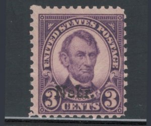 United States 1929 Nebraska Overprint Abraham Lincoln 3c Scott # 672 MNH