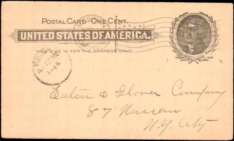 CONNECTICUT MERIDEN 1900 APR 11  FLAG CANCEL