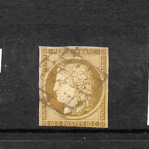 FRANCE  1849-52  10c  BROWNISH BISTRE  CERES  FU    SG 3