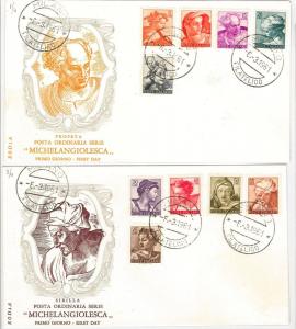 ITALY : POSTAL HISTORY - FDC COVER set - 4 COVERS : MICHELANGELO 1961