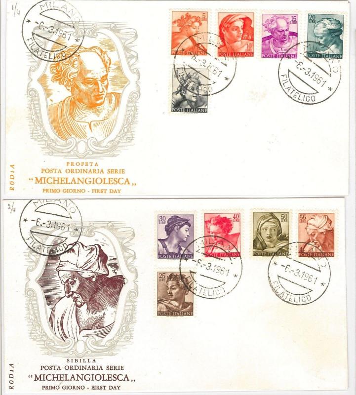 ITALY : POSTAL HISTORY - FDC COVER set - 4 COVERS : MICHELANGELO 1961