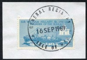 Isle of Man 5/- Blue QEII Pictorial Revenue CDS On Piece