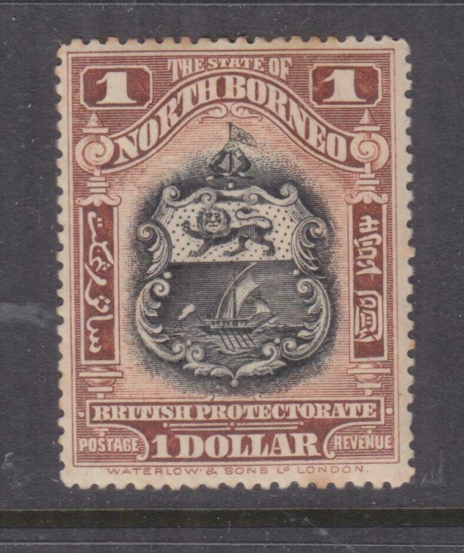 NORTH BORNEO, 1911 $ 1.00 Black & Chestnut, perf.13 1/2-14, lhm.