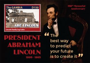 Gambia 2015 - Abraham Lincoln - Souvenir stamp sheet - Scott #3639 - MNH