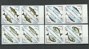 2008- Tunisia- Imperforated stamps- Block of four - Fishes of Tunisia - Poissons 