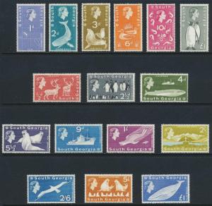 SOUTH GEORGIA FALKLAND IS 1963 SET, VF NEVER HINGED SG#1-16 (SEE BELOW)