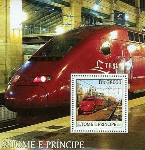 S. TOME & PRINCIPE 2003 - Thalys trains s/s. Scott Code: 1564