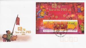 Christmas Island 2007 FDC Scott #461a Souvenir sheet of 2 Year of the Boar