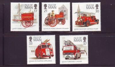 Isle of Man Sc  477-81 1991 Fire Engines stamp set mint NH