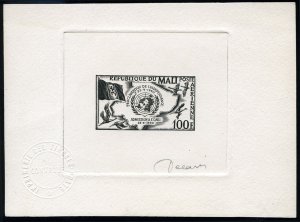 Mali #C11P, 1961 Admission to the U.N., signed artist die proof in black