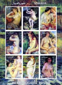 Somalia 1999 AUGUSTE RENOIR Nudes Paintings Sheet (9) Imperforated Mint (NH)